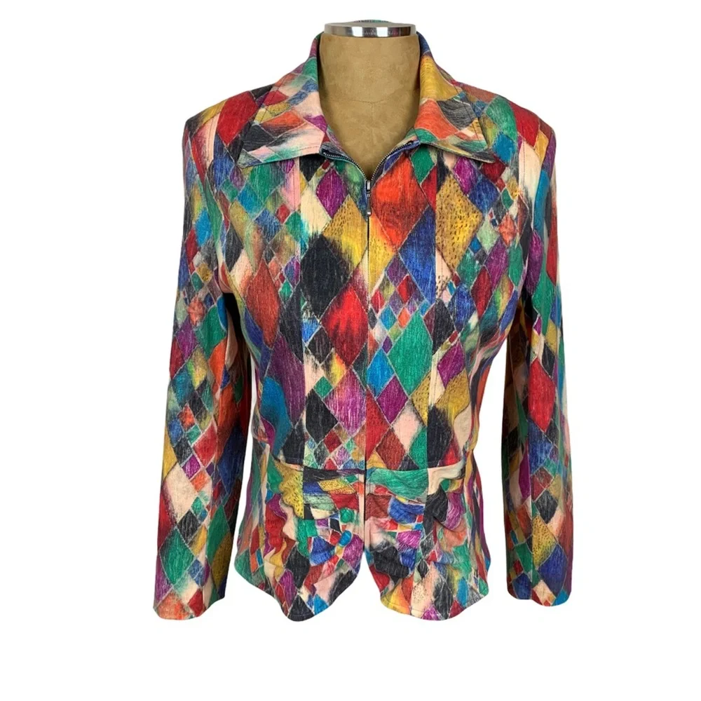 Canvasbacks Multicolor Diamond Block Blazer/Jacket - Picture 2 of 6